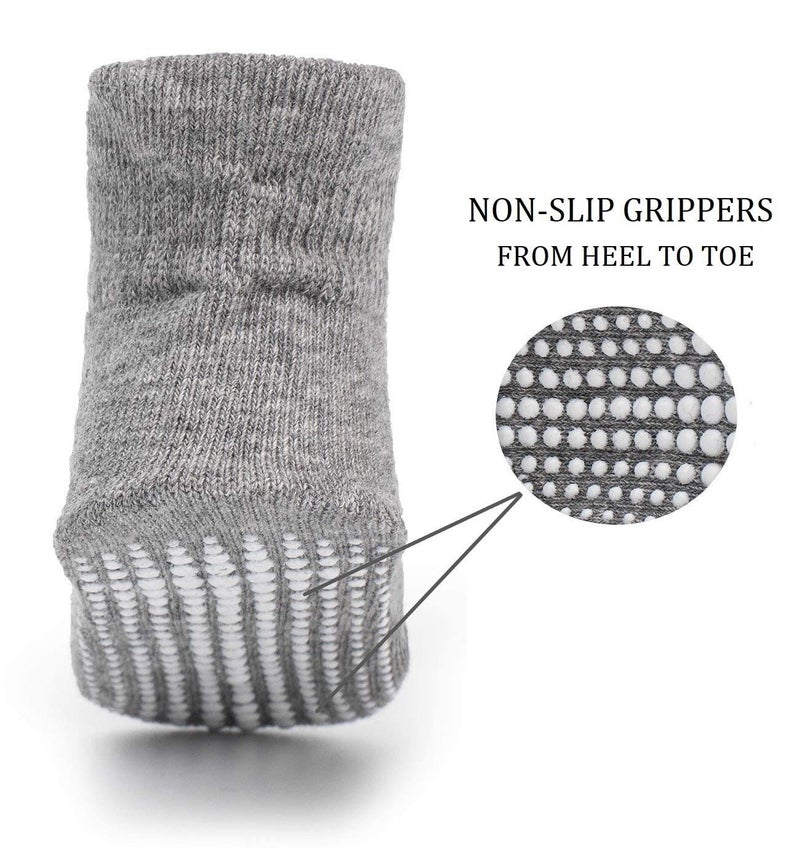 ZAPLES Baby Non Slip Grip Ankle Socks with Non Skid Soles for Infants Toddlers Kids Boys Girls, Gray, 4-7 Years - Image 3